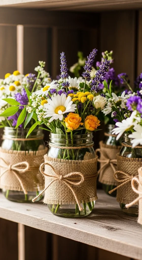 Burlap Mason Jar Wraps