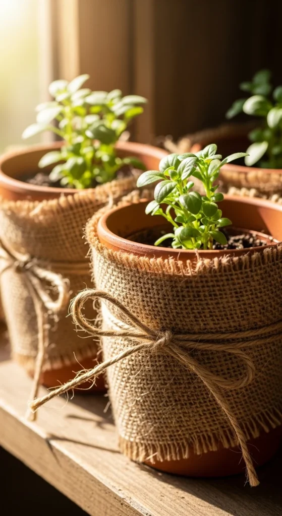 Burlap Planter Covers