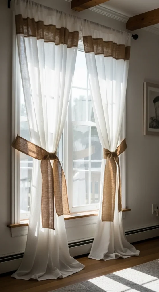 Burlap Ribbon Curtain Tiebacks