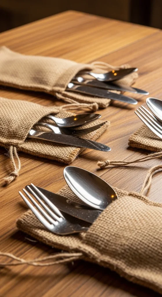 Burlap Utensil Holders