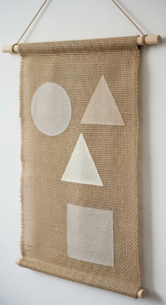 Burlap Wall Hangings with Wooden Dowels