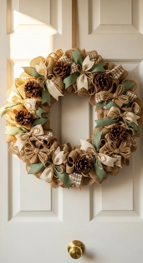 Burlap Wreath with Ribbon Accents