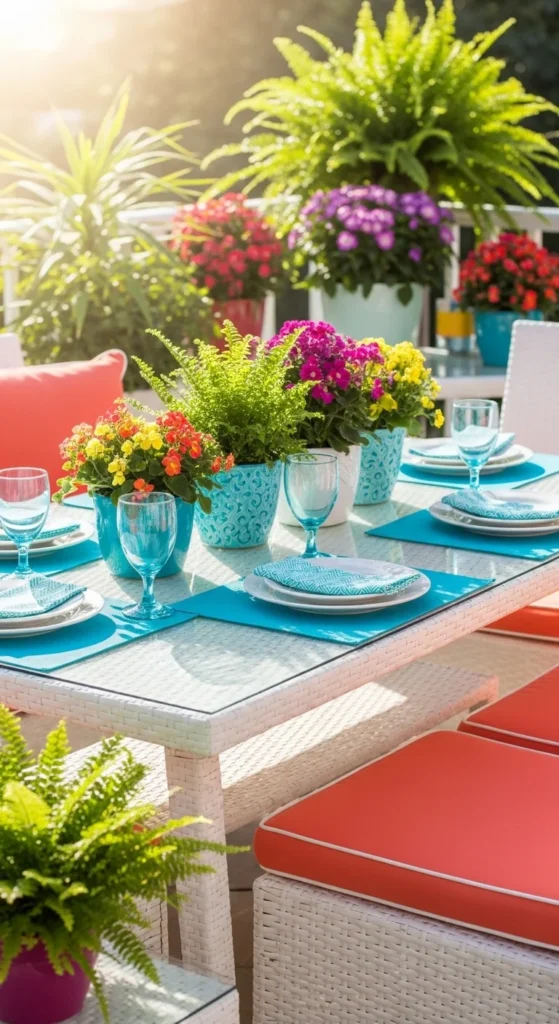 Coral and Turquoise with White