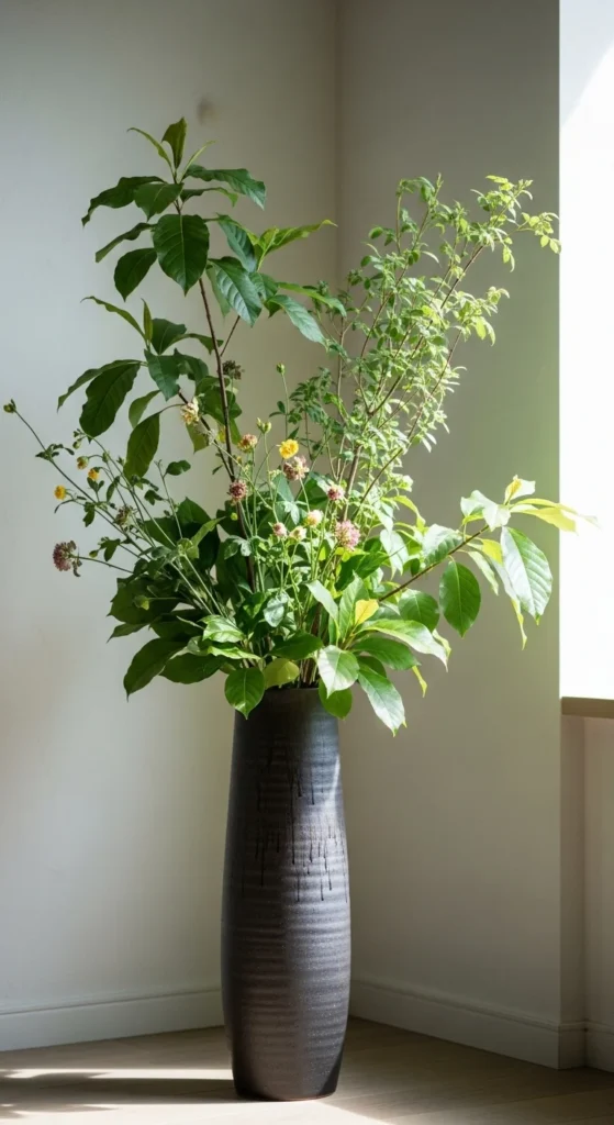 Corner Floor Vase Greens