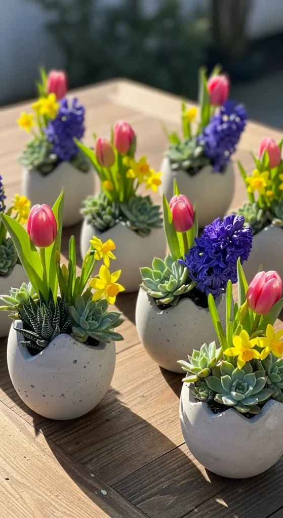 Easter-Themed Concrete Planters