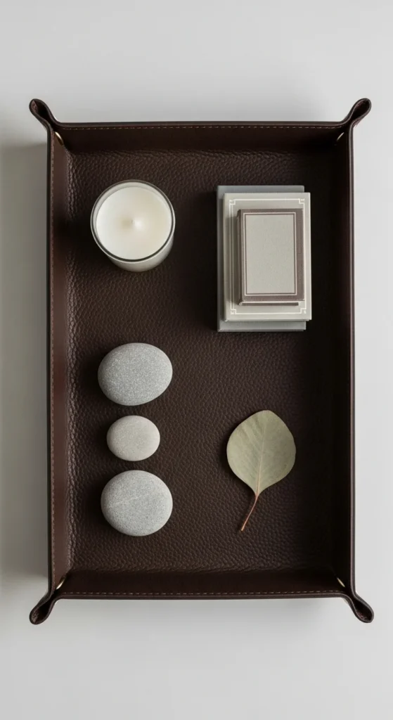 Faux Leather Tray Organizer
