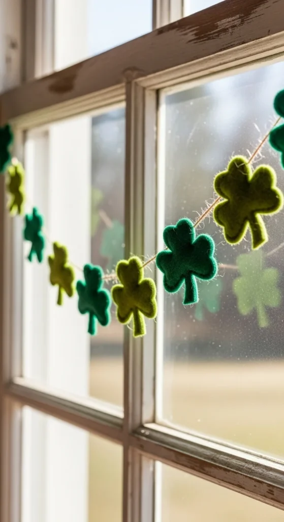 Felt Shamrocks on Twine
