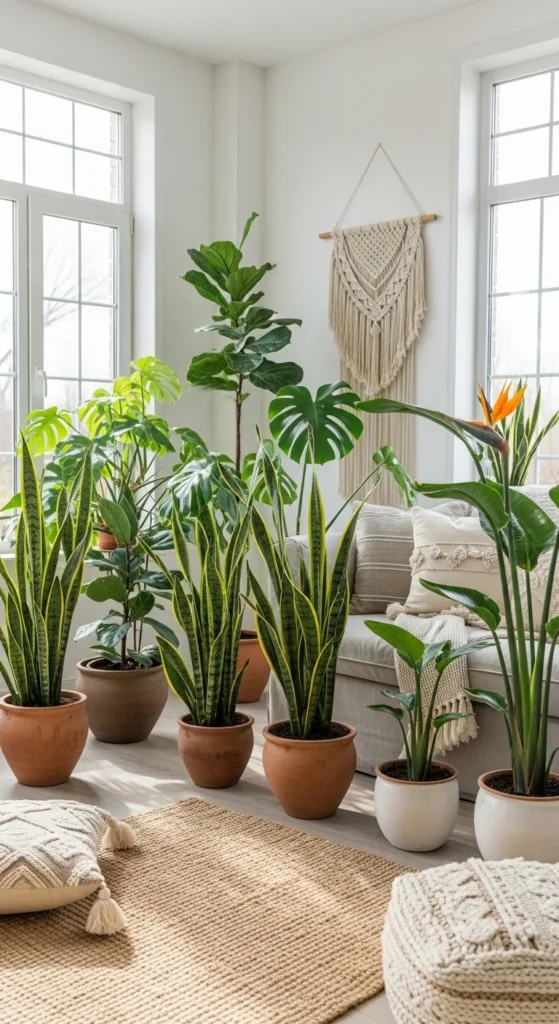 Floor-Length Plants in Simple Pots