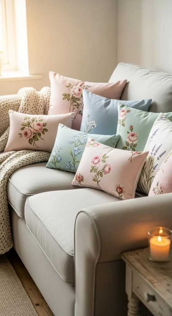 Floral Cushions with Simple Prints