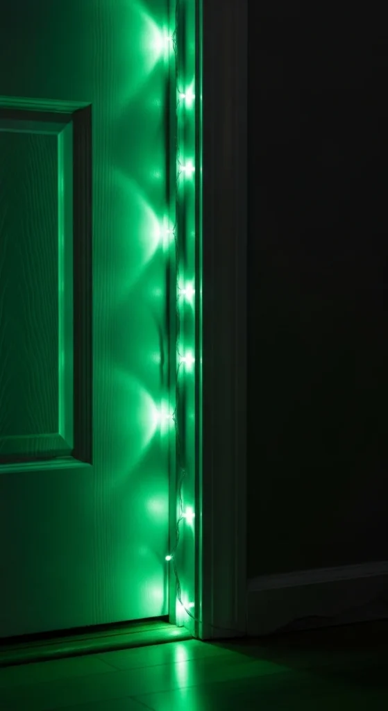 Green Fairy Lights Around Door Frames