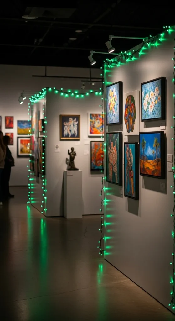 Green Fairy Lights in Wall Art Displays