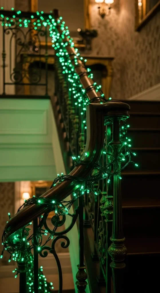 Green Lights on Stair Railings
