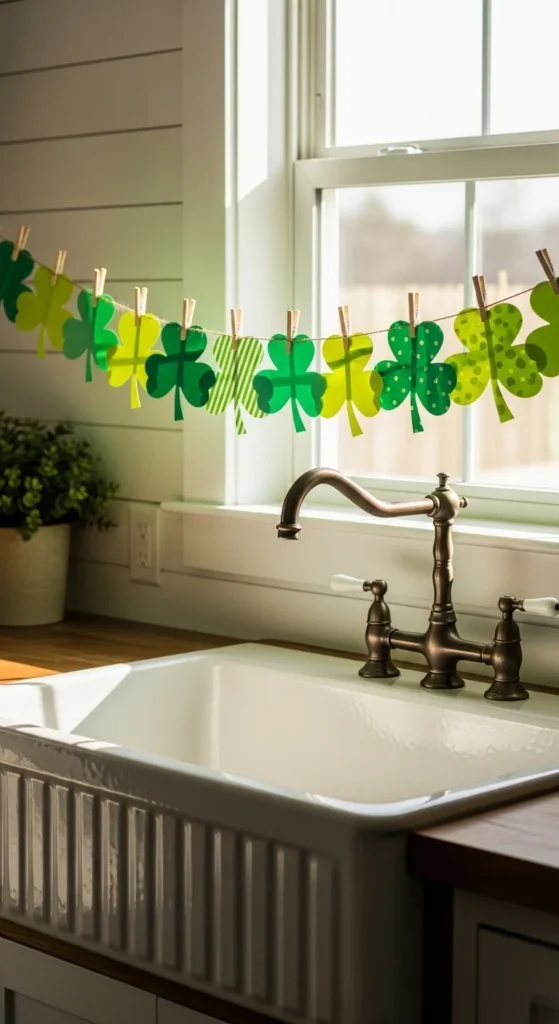Green Paper Shamrock Garland
