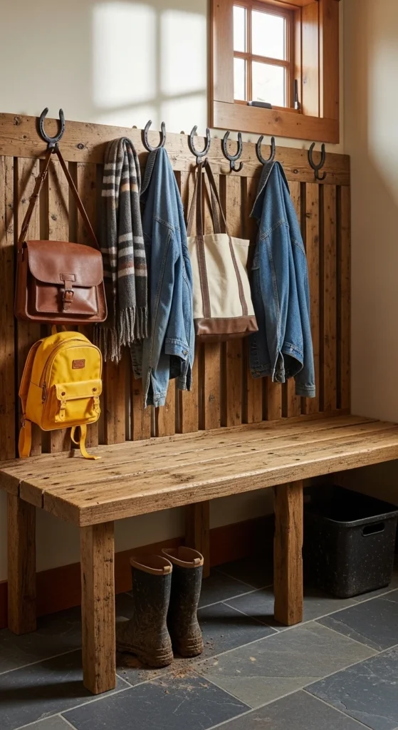 Horseshoe Coat Rack Bench