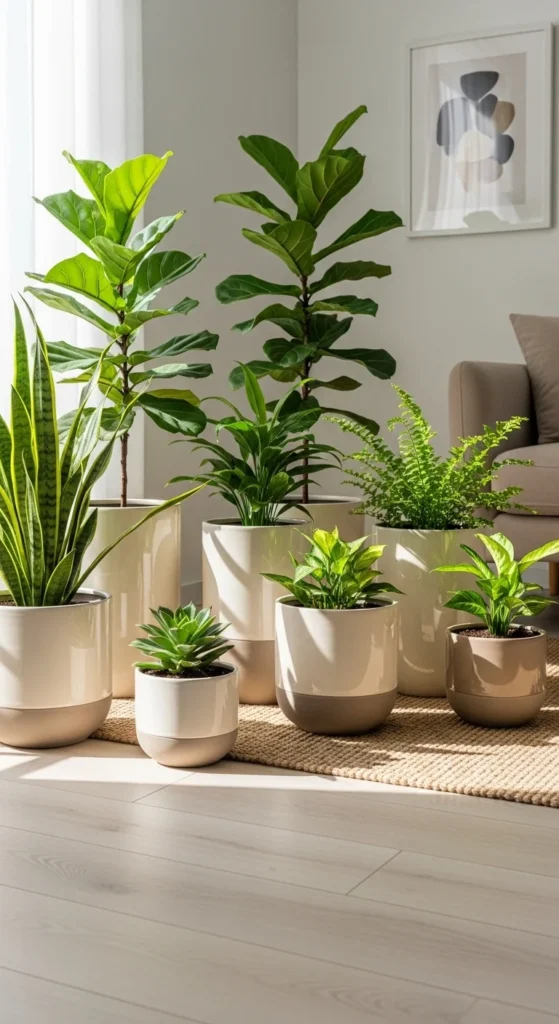 Indoor Greenery in Neutral Pots