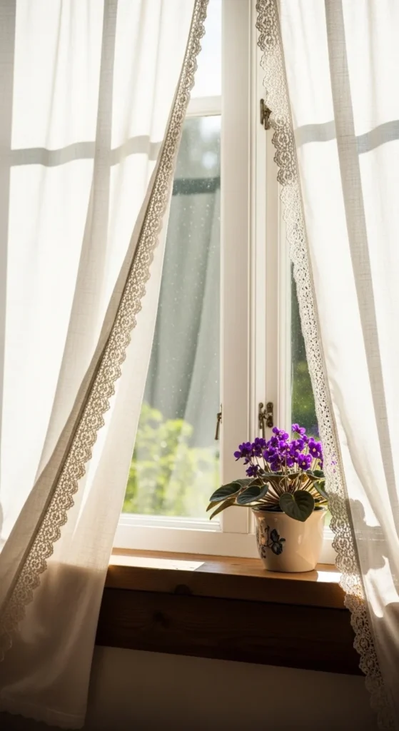 Lace-Trimmed Curtain Panels