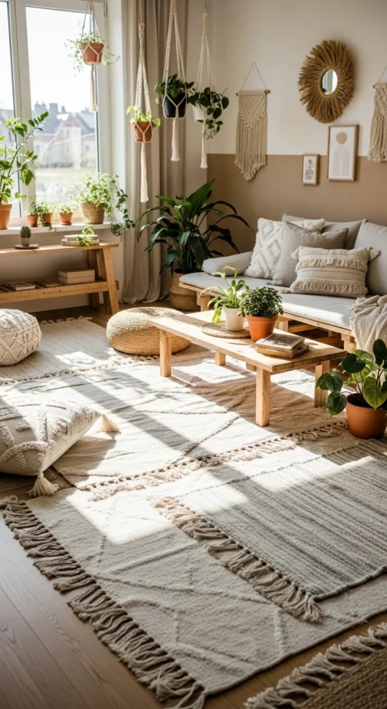 Layered Neutral Rugs With Soft Texture