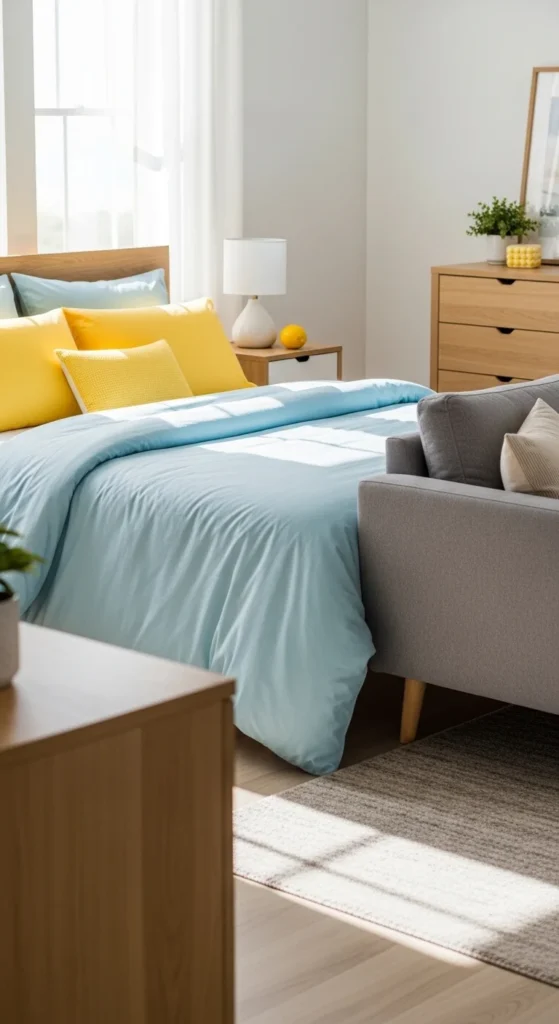 Lemon and Sky Blue with Gray