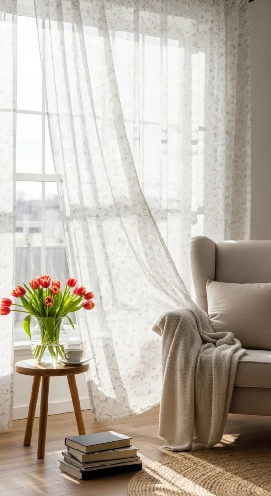 Light Floral Curtains