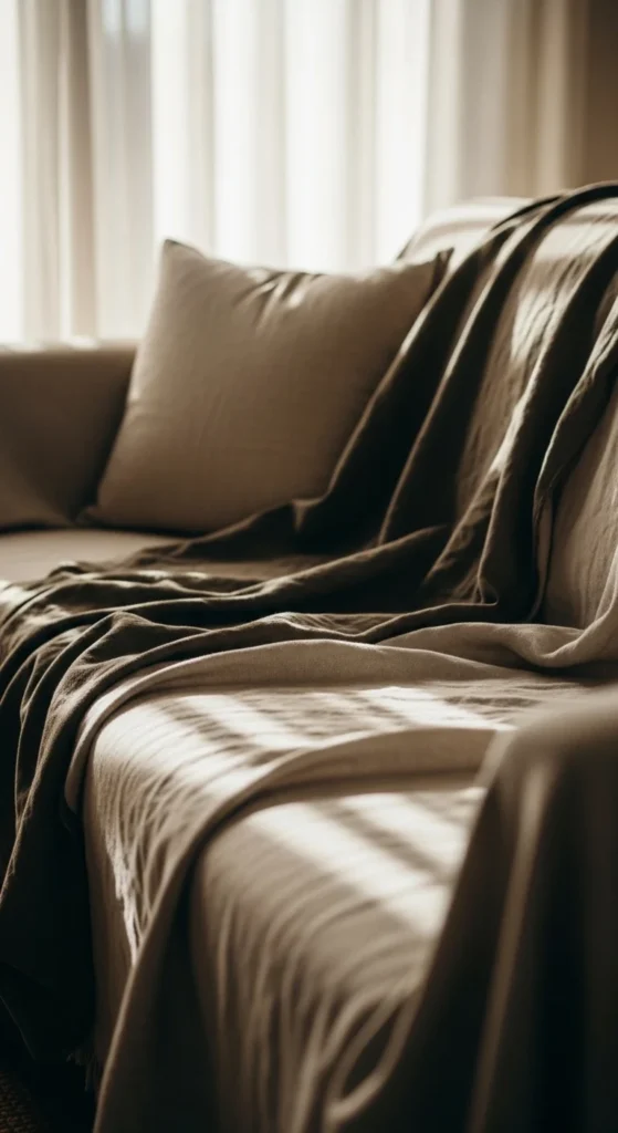 Lightweight Linen Throws on Seating