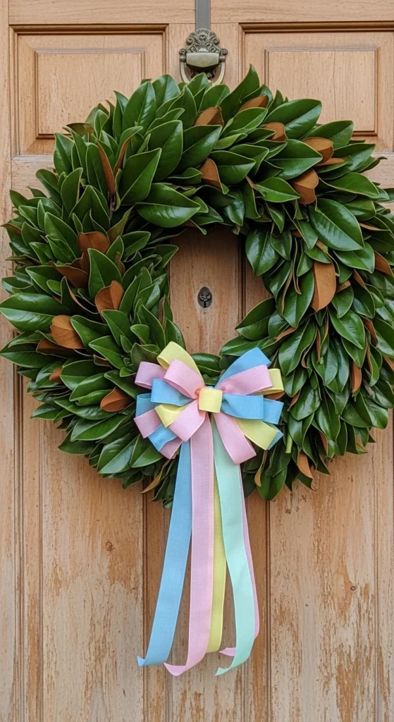 Magnolia and Ribbon Wreath