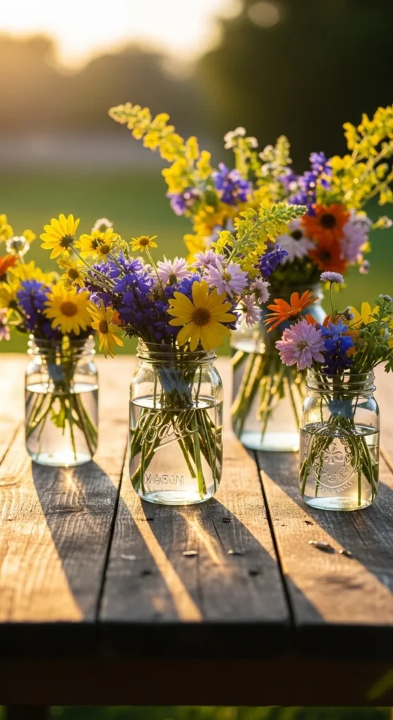 Mason Jar Wildflower Display
