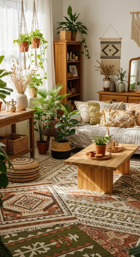 Mixed Wood Tones Throughout the Room