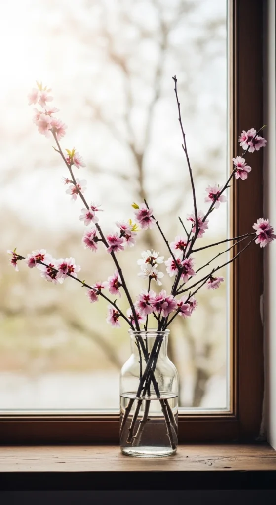 Natural Branches as Window Decor