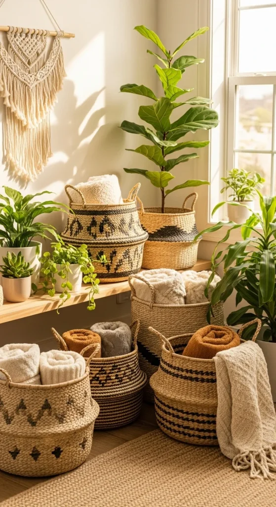Natural Fiber Baskets for Storage