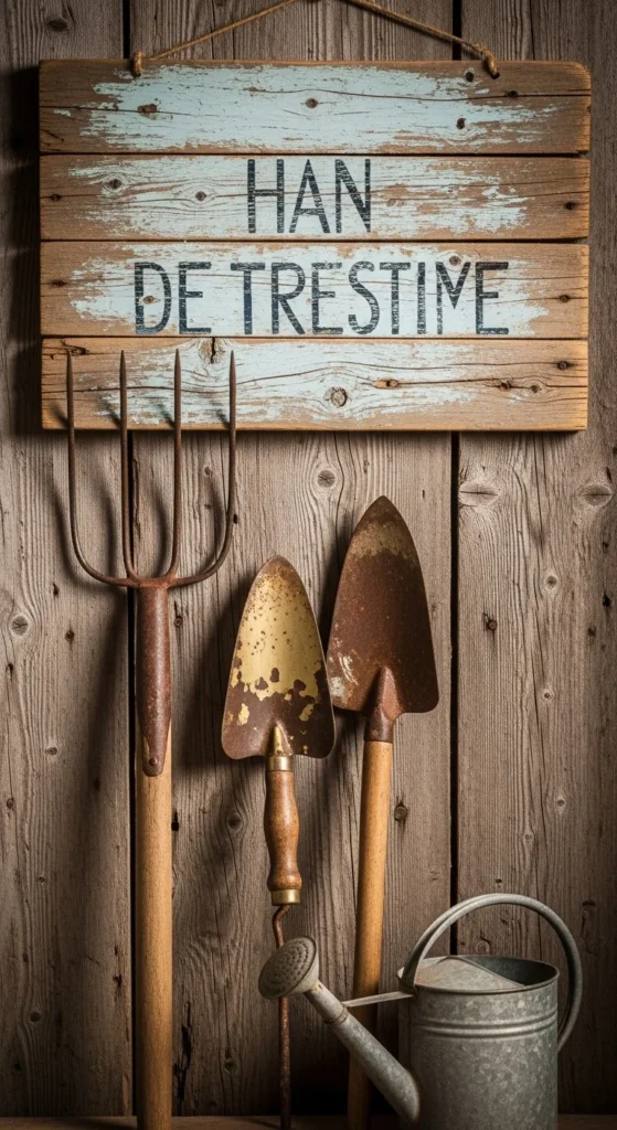 Old Farm Tool Mounted Sign