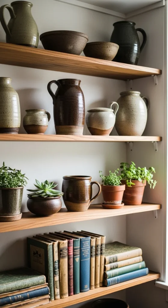 Open Shelving with Collected Pieces