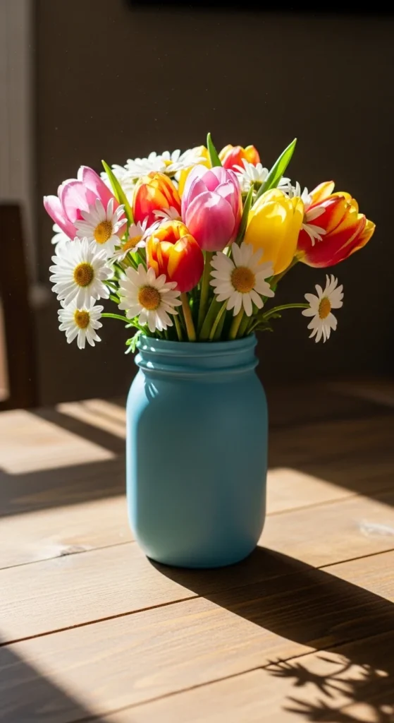 Painted Mason Jar Flowers