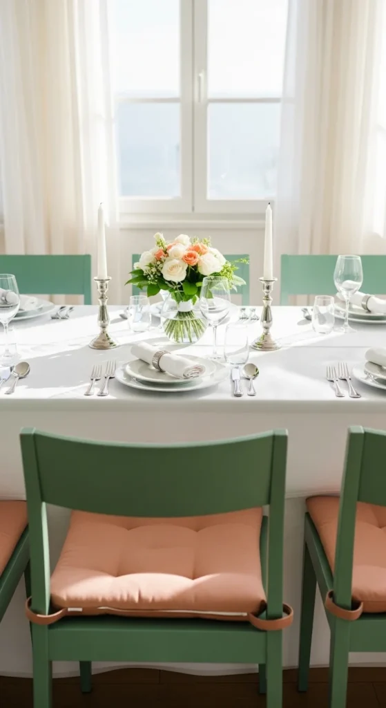 Peach, Mint, and White