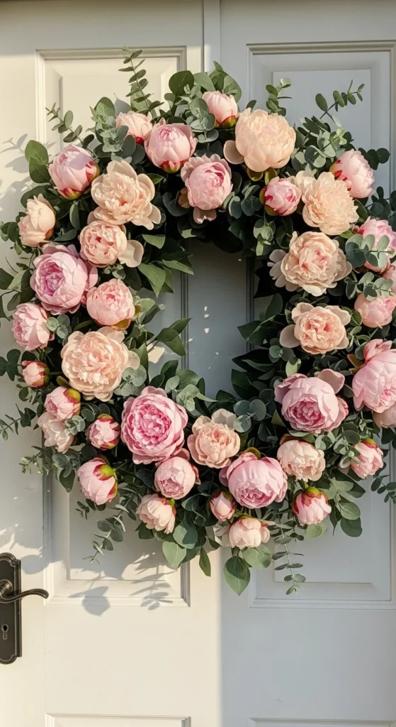 Peony and Eucalyptus Wreath