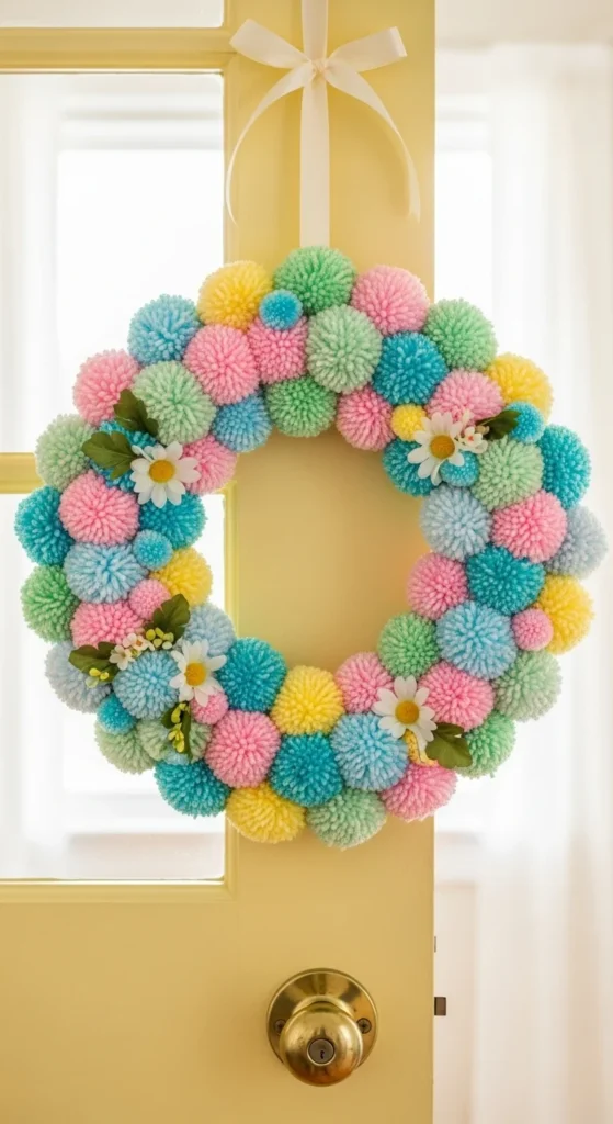 Pom-Pom Flower Wreath