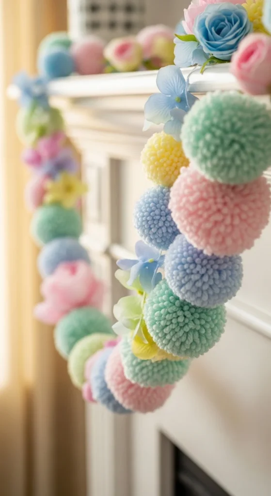 Pom-Pom and Flower Combo Garland