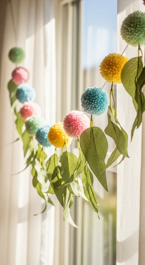 Pom-Pom and Leaf Garland
