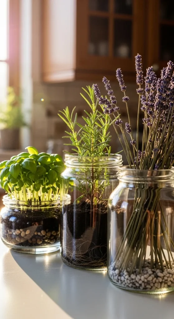 Recycled Jar Herb Pots