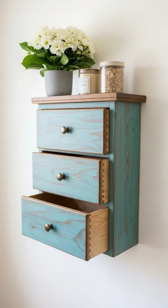 Repurposed Vintage Drawer as Wall Shelf