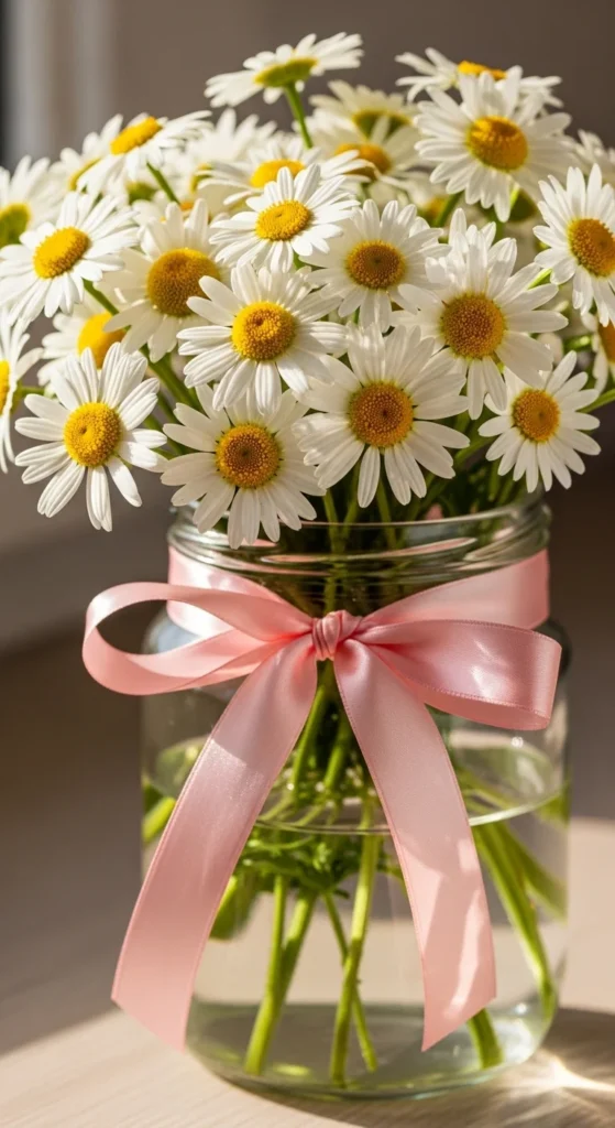 Ribbon-Wrapped Flower Jar