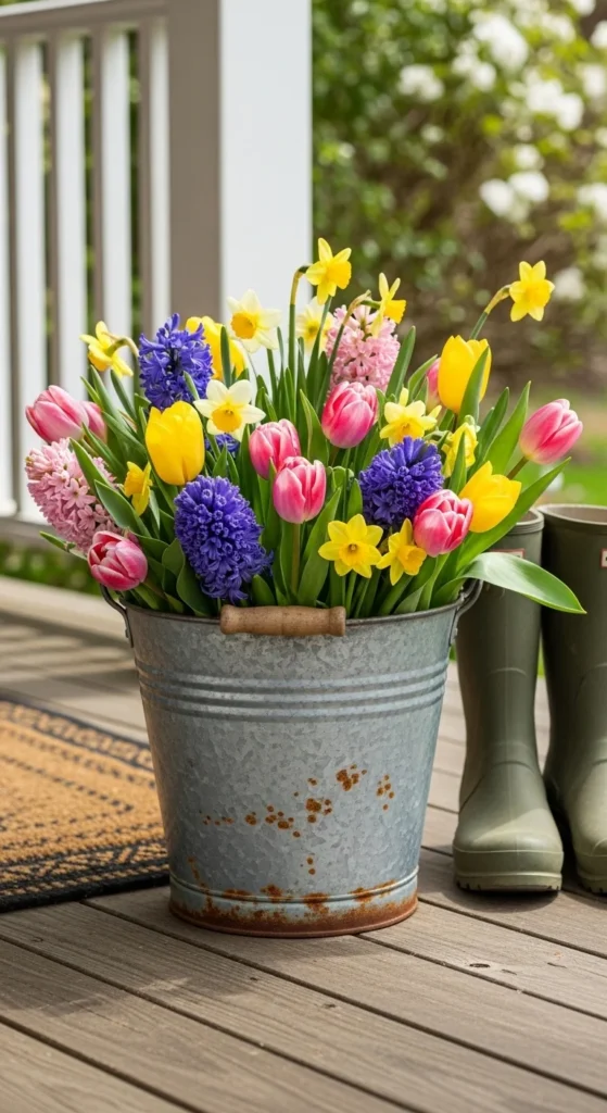 Rustic Bucket Porch Display