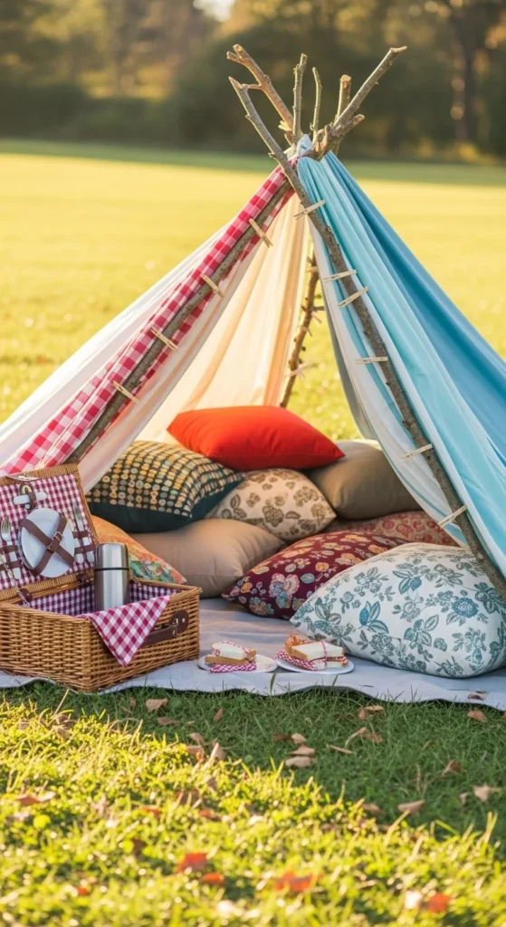 Set Up a Picnic Area with a DIY Blanket Fort