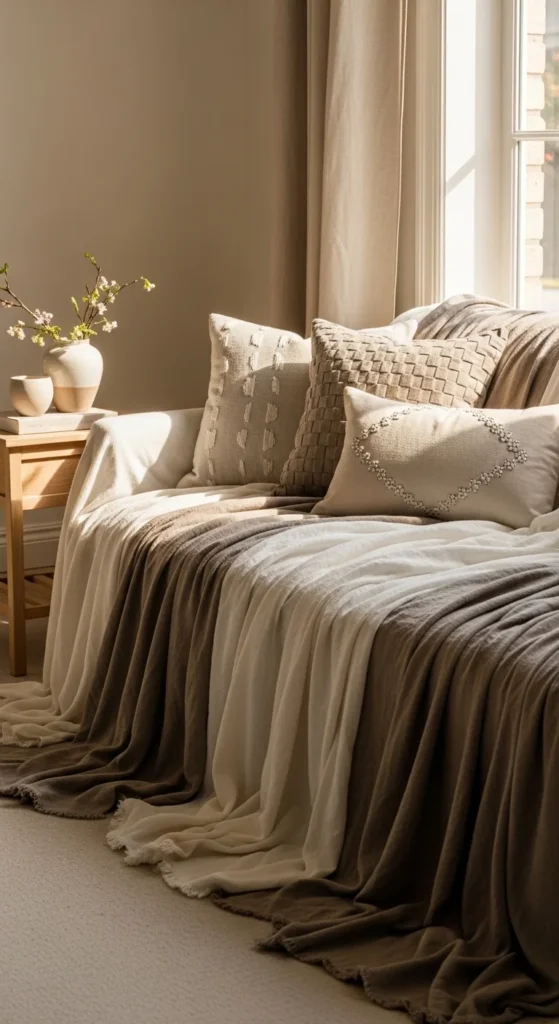 Soft Linen Throw Layers