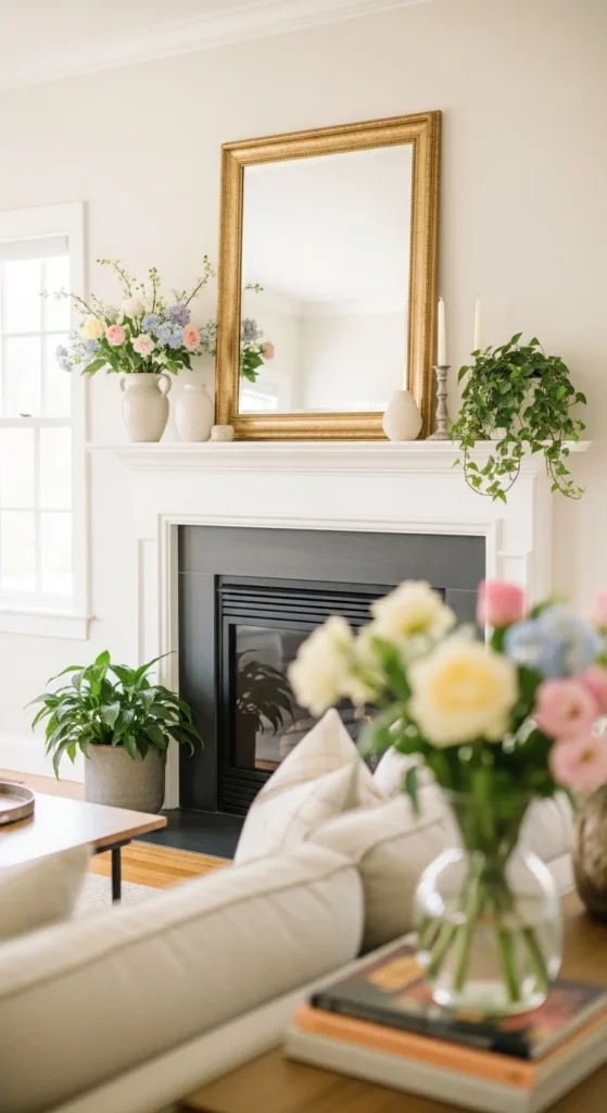 Spring Fireplace Decor