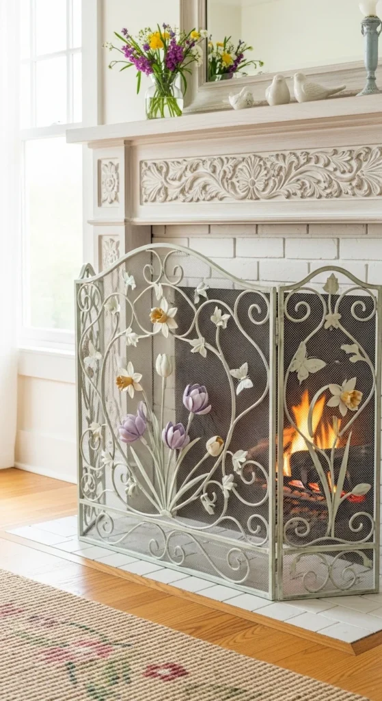 Spring-Themed Fireplace Screen