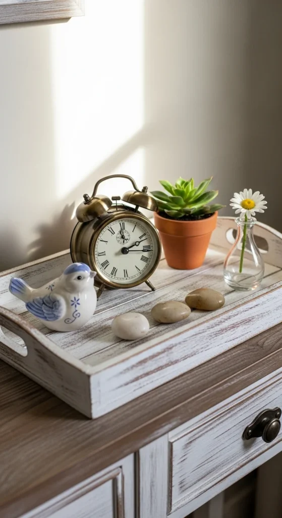 Spring-Themed Tray with Decorative Objects