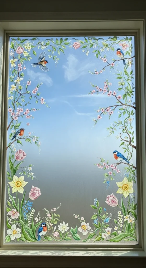 Spring-Themed Window Paintings