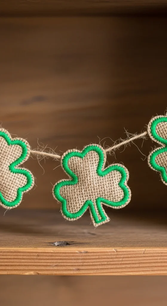 Stitched Burlap Shamrocks