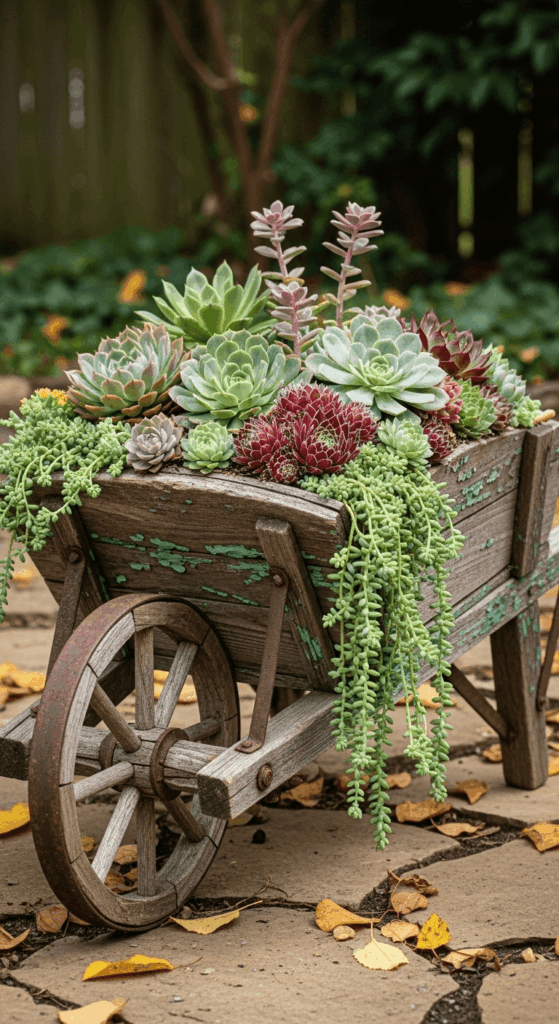 Succulent Garden in a Wheelbarrow