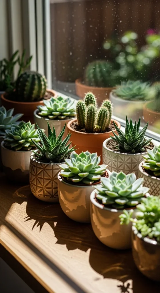 Succulent Windowsill Row